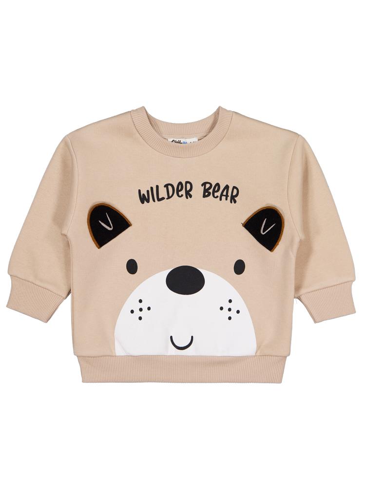 Civil Boys Bear Baskı-Nakışlı 2-5 Yaş Sweatshirt - Bej