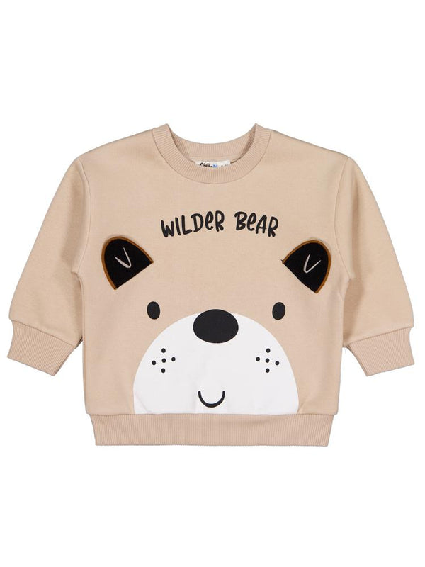 Civil Boys Bear Baskı-Nakışlı 2-5 Yaş Sweatshirt - Bej