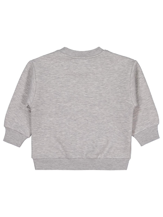 Civil Erkek Çocuk Bear Baskı-Nakışlı Sweatshirt | 3 İp Uzun Kol | Okul Kreş ve Günlük Kullanım - Gri