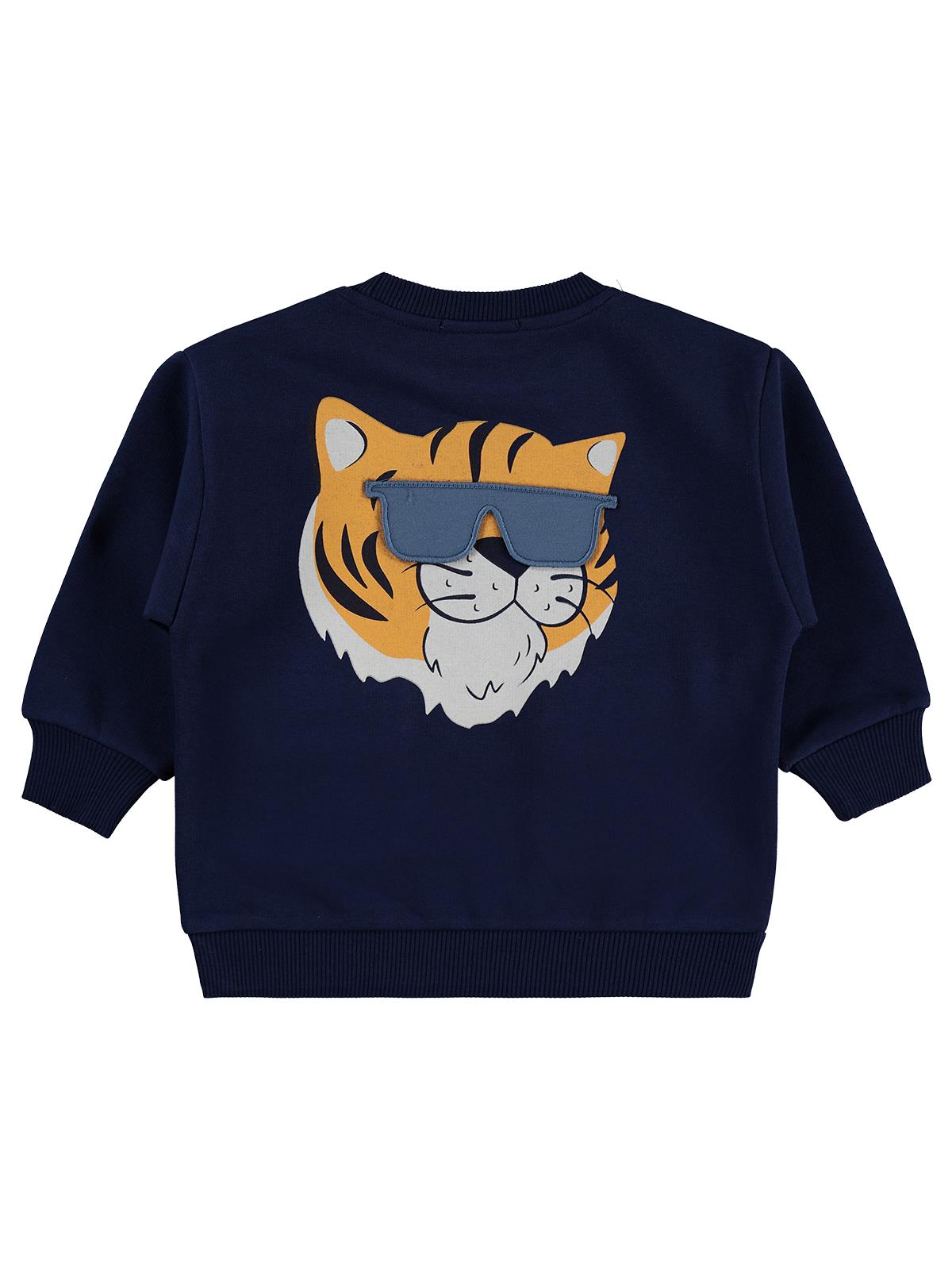 Civil Boys Tiger Baskı-Nakışlı 2-5 Yaş Sweatshirt - Lacivert