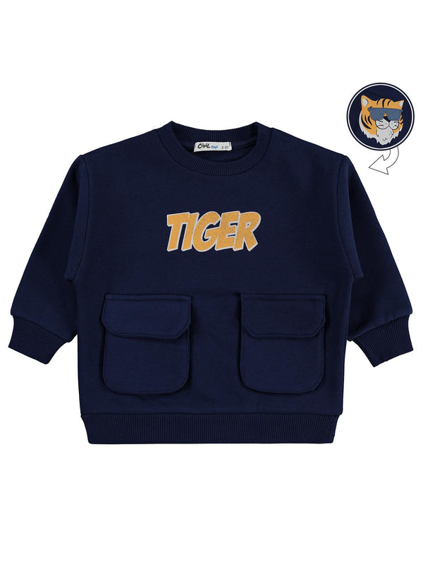 Civil Boys Tiger Baskı-Nakışlı 2-5 Yaş Sweatshirt - Lacivert