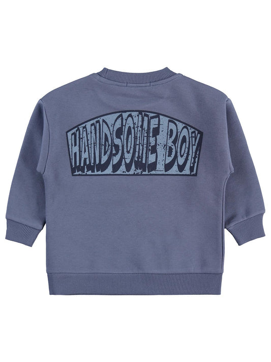 Civil Erkek Çocuk Hnadsome Baskılı Sweatshirt | 3 İp Uzun Kol | Okul Kreş ve Günlük Kullanım - Mavi