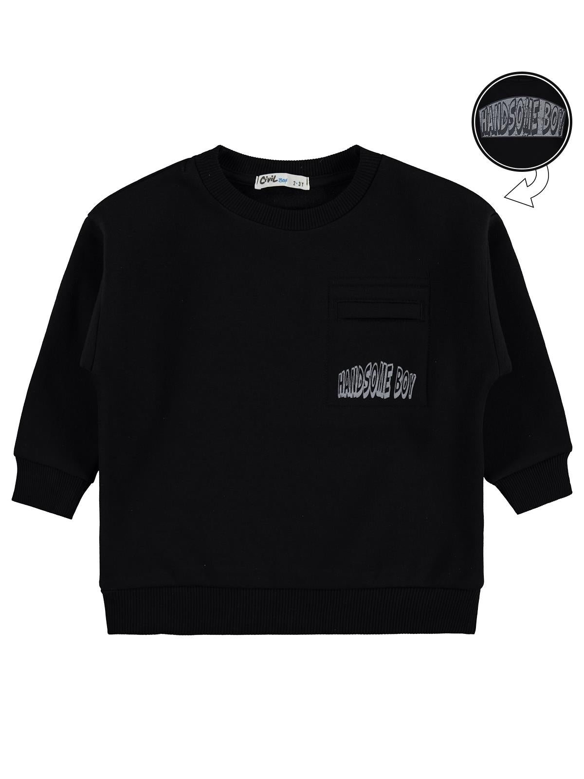 Civil Boys Hnadsome Baskılı 2-5 Yaş Sweatshirt - Siyah