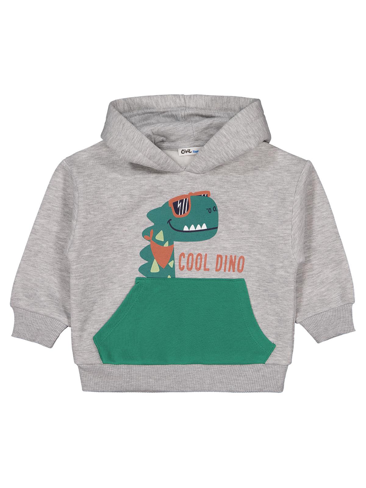 Civil Boys Dino Baskılı 2-5 Yaş Sweatshirt - Gri