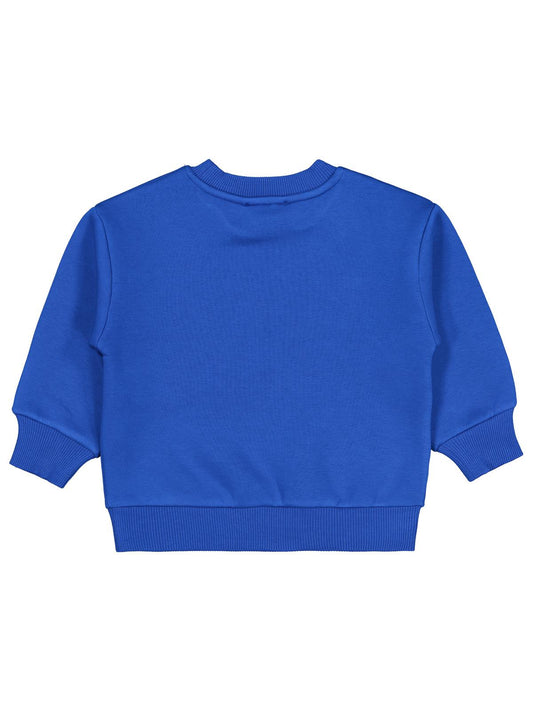 Civil Erkek Çocuk Monster Basklı Sweatshirt | 3 İp Uzun Kol | Okul Kreş ve Günlük Kullanım - Mavi