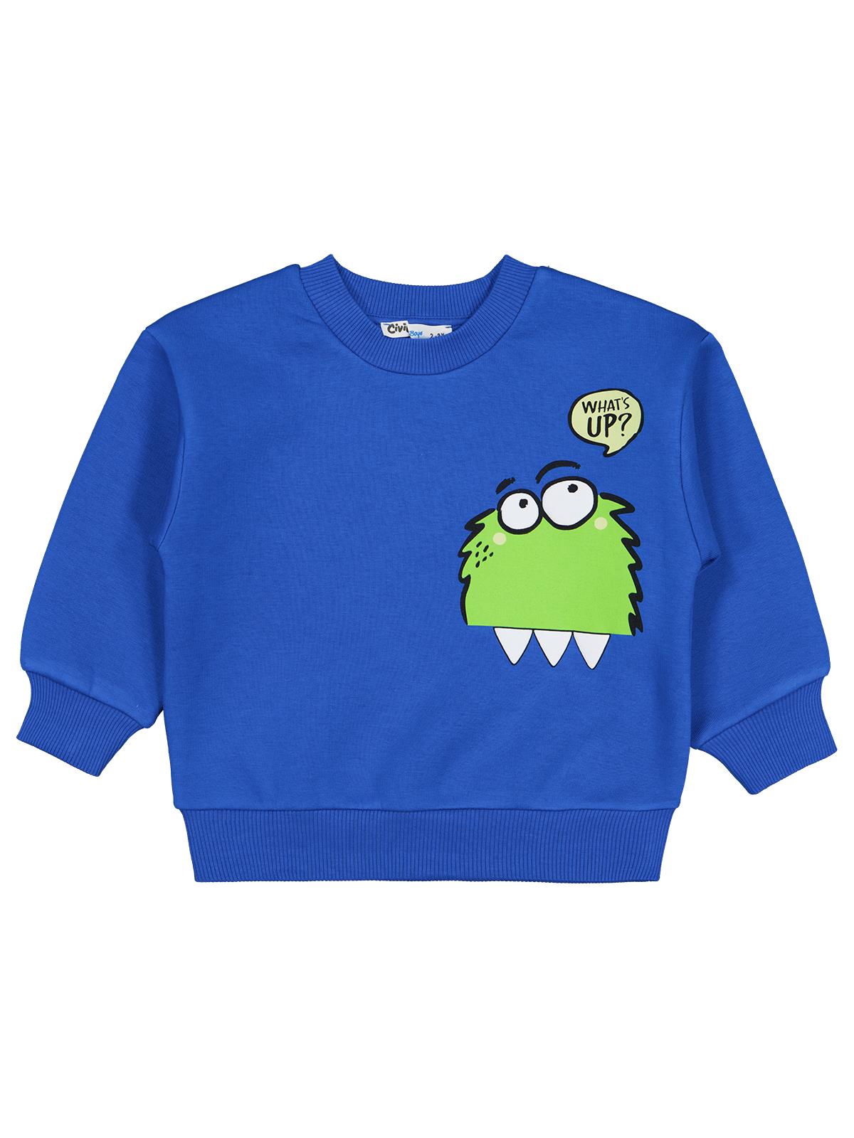 Civil Boys Monster Basklı 2-5 Yaş Sweatshirt - Mavi