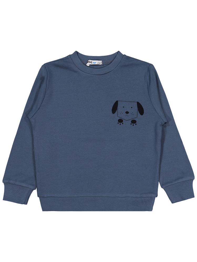 Civil Boys Köpek Baskılı 2-5 Yaş Sweatshirt - Gri
