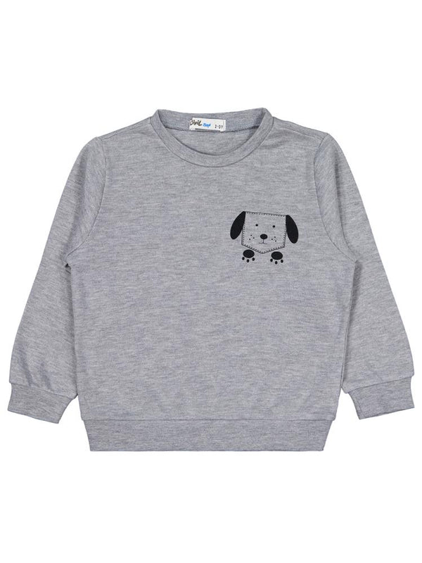 Civil Boys Köpek Baskılı 2-5 Yaş Sweatshirt - Gri