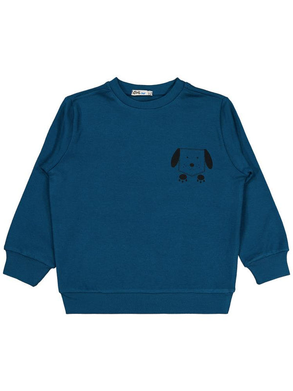 Civil Boys Köpek Baskılı 2-5 Yaş Sweatshirt - Yeşil