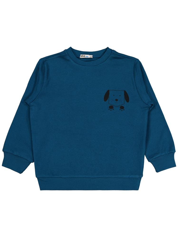 Civil Boys Köpek Baskılı 2-5 Yaş Sweatshirt - Yeşil
