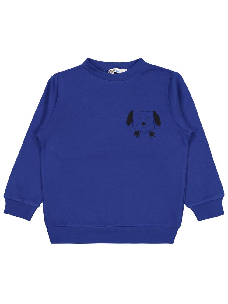 Civil Boys Köpek Baskılı 2-5 Yaş Sweatshirt - Mavi