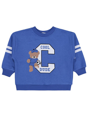 Civil Boys Cool Dude Baskı/Nakışlı 2-5 Yaş Sweatshirt - Mavi