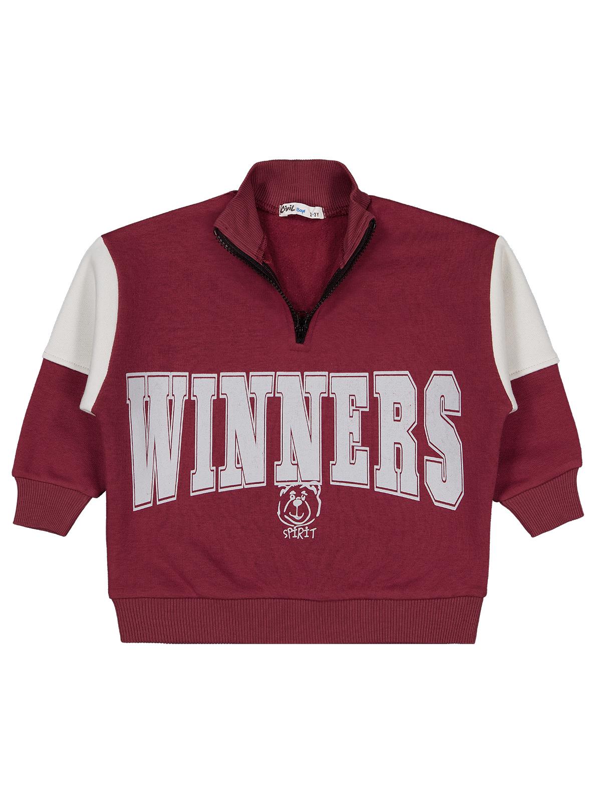 Civil Boys Winners Baskılı 2-5 Yaş Sweatshirt - Bordo