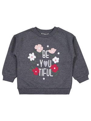 Civil Girls Çiçek Baskılı 2-5 Yaş Sweatshirt - Gri