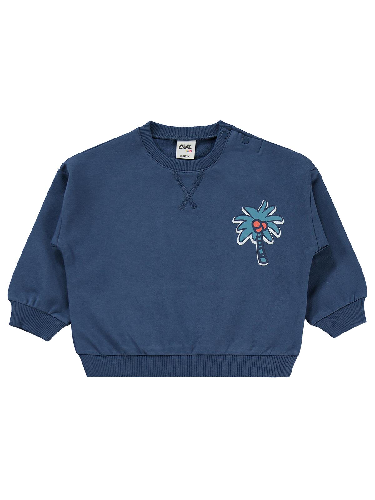 Civil Baby Palmiye Baskılı 6-18 Ay Takım - Mavi