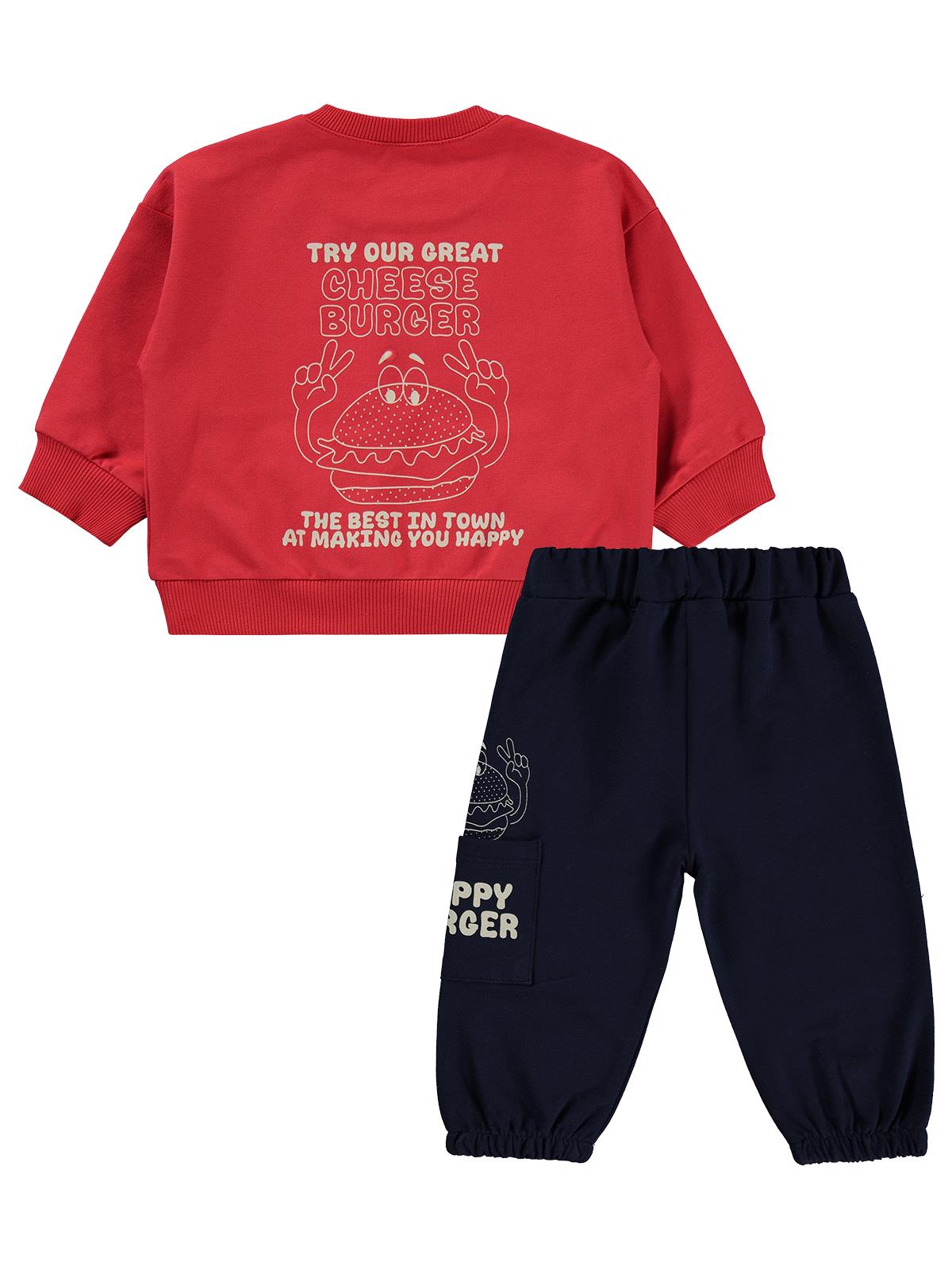 Civil Baby Happy Burger Baskılı 6-18 Ay Takım - Kırmızı