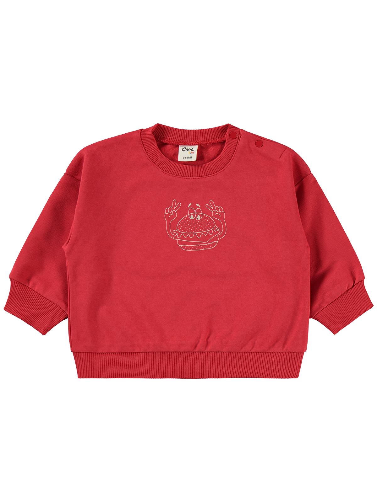 Civil Baby Happy Burger Baskılı 6-18 Ay Takım - Kırmızı