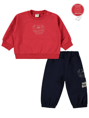 Civil Baby Happy Burger Baskılı 6-18 Ay Takım - Kırmızı