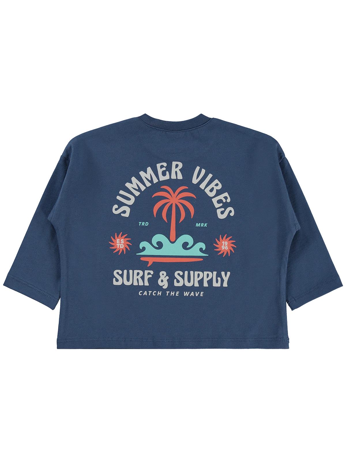 Civil Baby Summer Vibes Baskılı 6-18 Ay Sweatshirt - Mavi