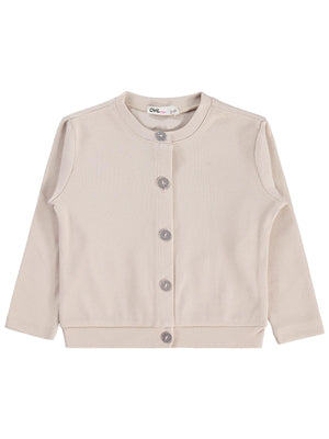 Civil Girls Yakası Fiyonklu 2-5 Yaş Hırka - Fil Dişi