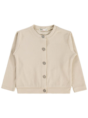 Civil Girls Yakası Fiyonklu 2-5 Yaş Hırka - Fil Dişi