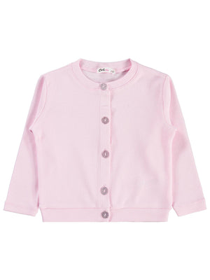 Civil Girls Yakası Fiyonklu 2-5 Yaş Hırka - Pudra