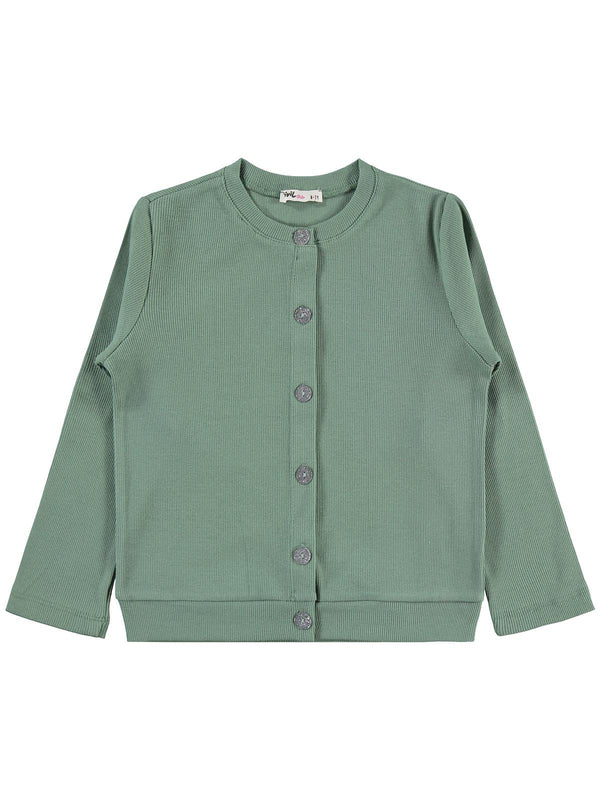 Civil Girls Yakası Fiyonklu 6-9 Yaş Hırka - Yeşil