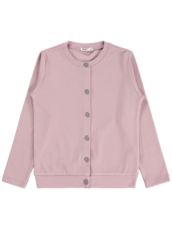 Civil Girls Yakası Fiyonklu 6-9 Yaş Hırka - Pudra