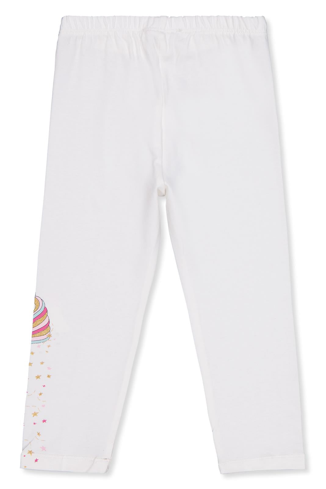Civil Girls Unicorn Baskılı 2-5 Yaş Tayt - Ekru