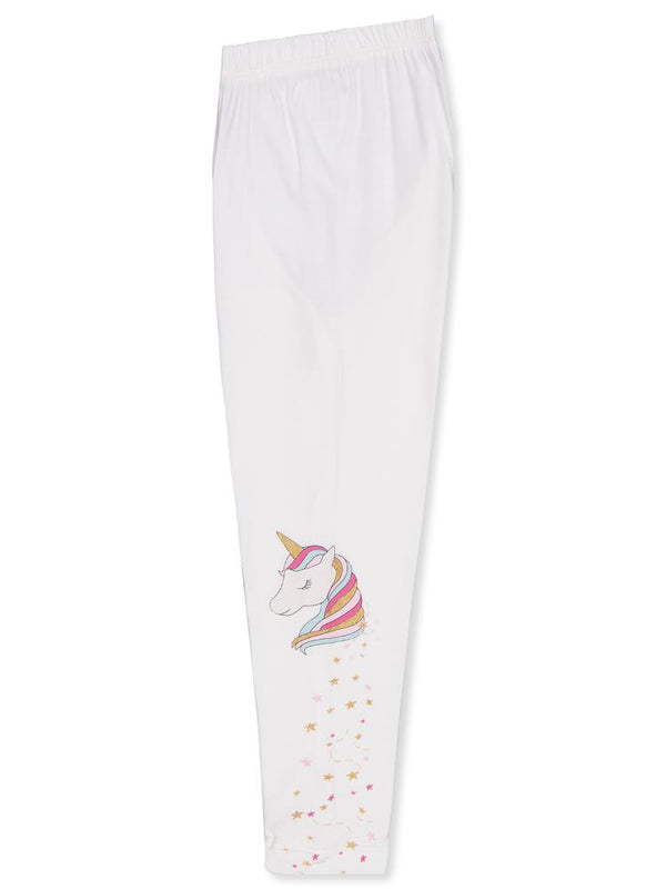 Civil Girls Unicorn Baskılı 2-5 Yaş Tayt - Ekru