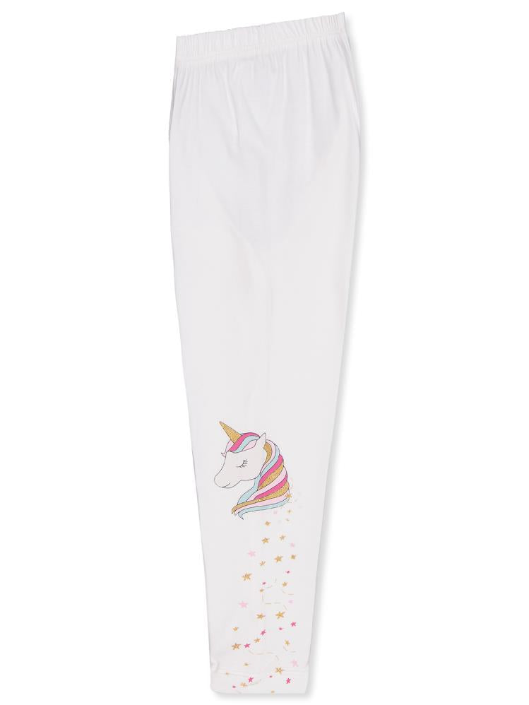 Civil Girls Unicorn Baskılı 2-5 Yaş Tayt - Ekru