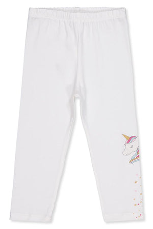 Civil Girls Unicorn Baskılı 2-5 Yaş Tayt - Ekru