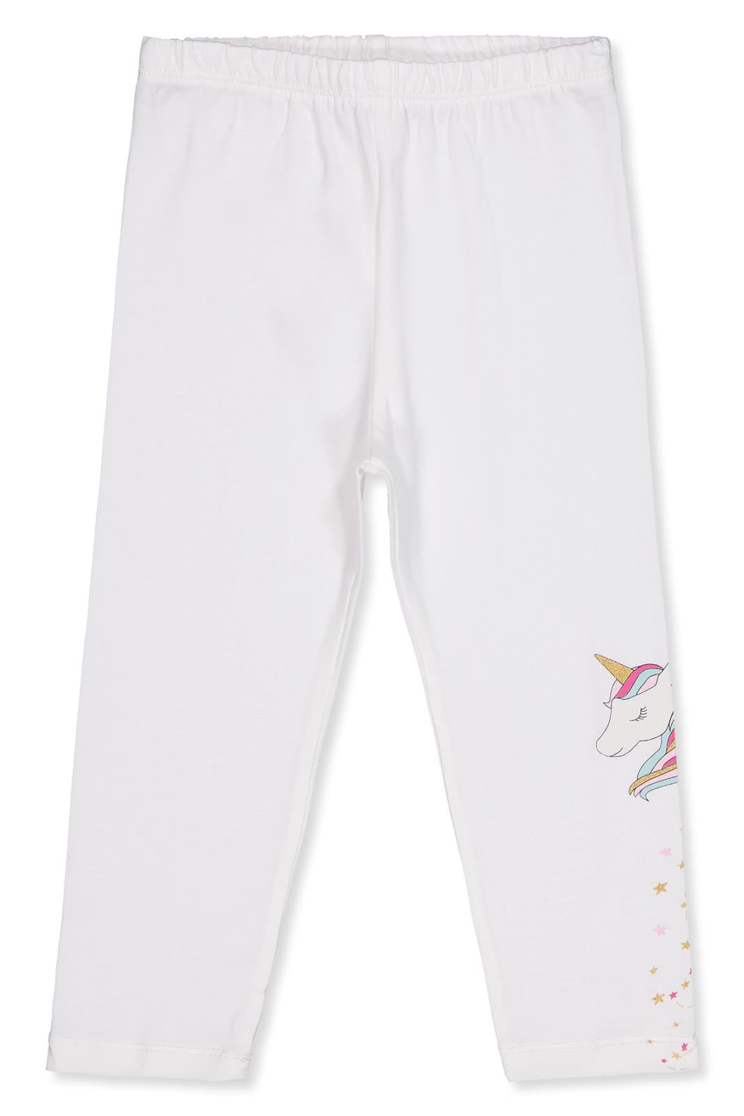 Civil Girls Unicorn Baskılı 2-5 Yaş Tayt - Ekru