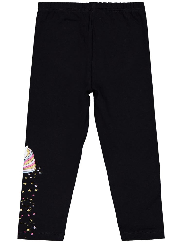 Civil Girls Unicorn Baskılı 2-5 Yaş Tayt - Siyah