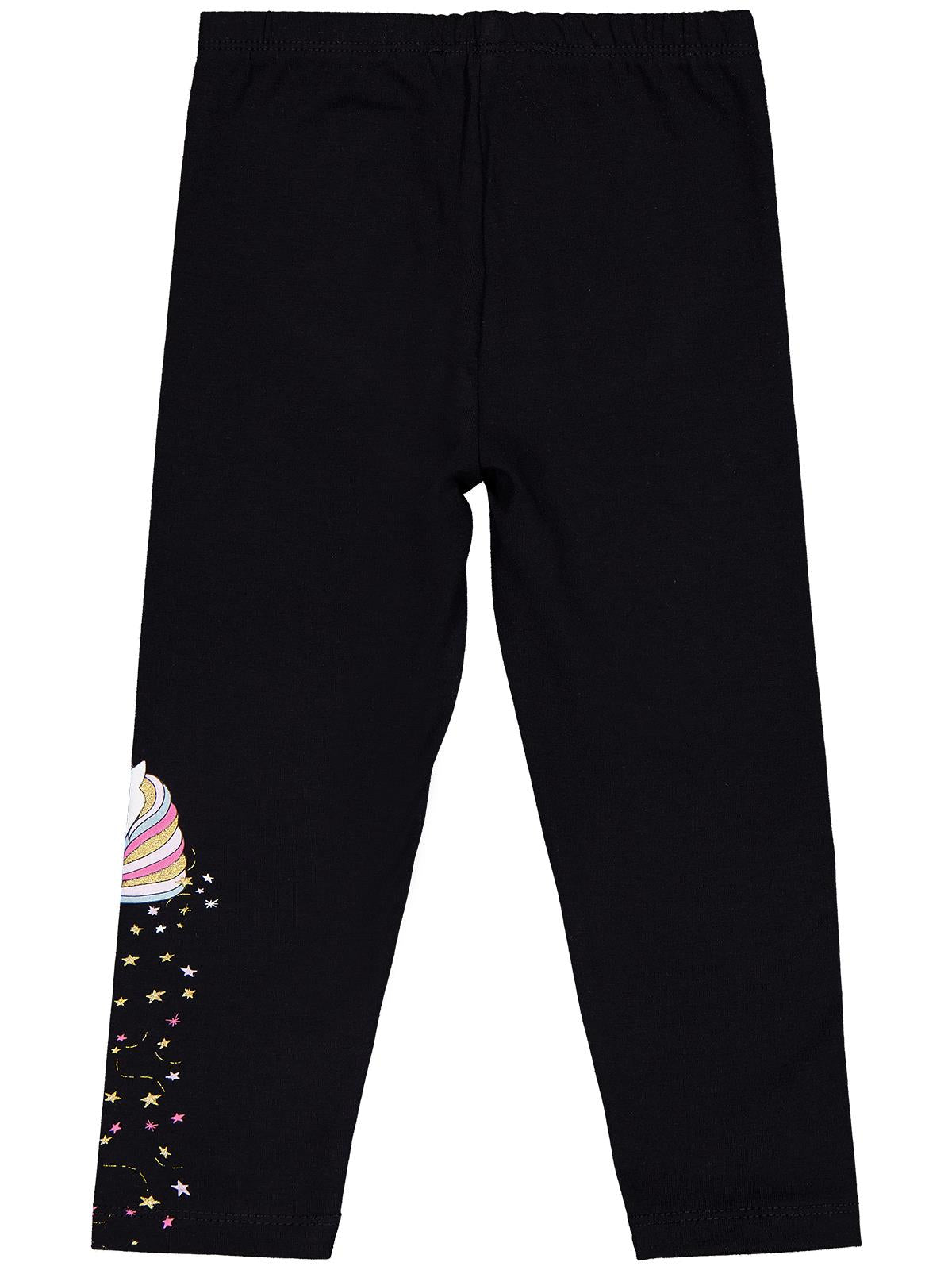 Civil Girls Unicorn Baskılı 2-5 Yaş Tayt - Siyah