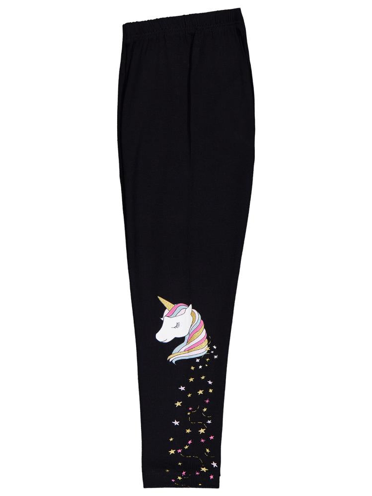 Civil Girls Unicorn Baskılı 2-5 Yaş Tayt - Siyah