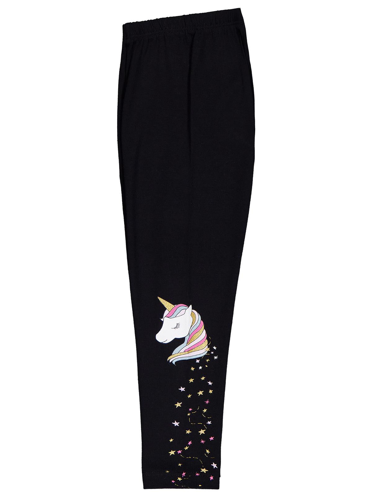 Civil Girls Unicorn Baskılı 2-5 Yaş Tayt - Siyah