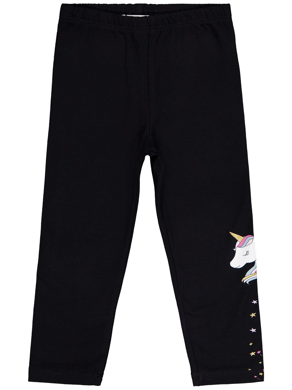 Civil Girls Unicorn Baskılı 2-5 Yaş Tayt - Siyah