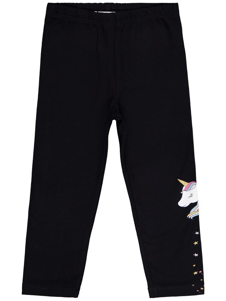 Civil Girls Unicorn Baskılı 2-5 Yaş Tayt - Siyah