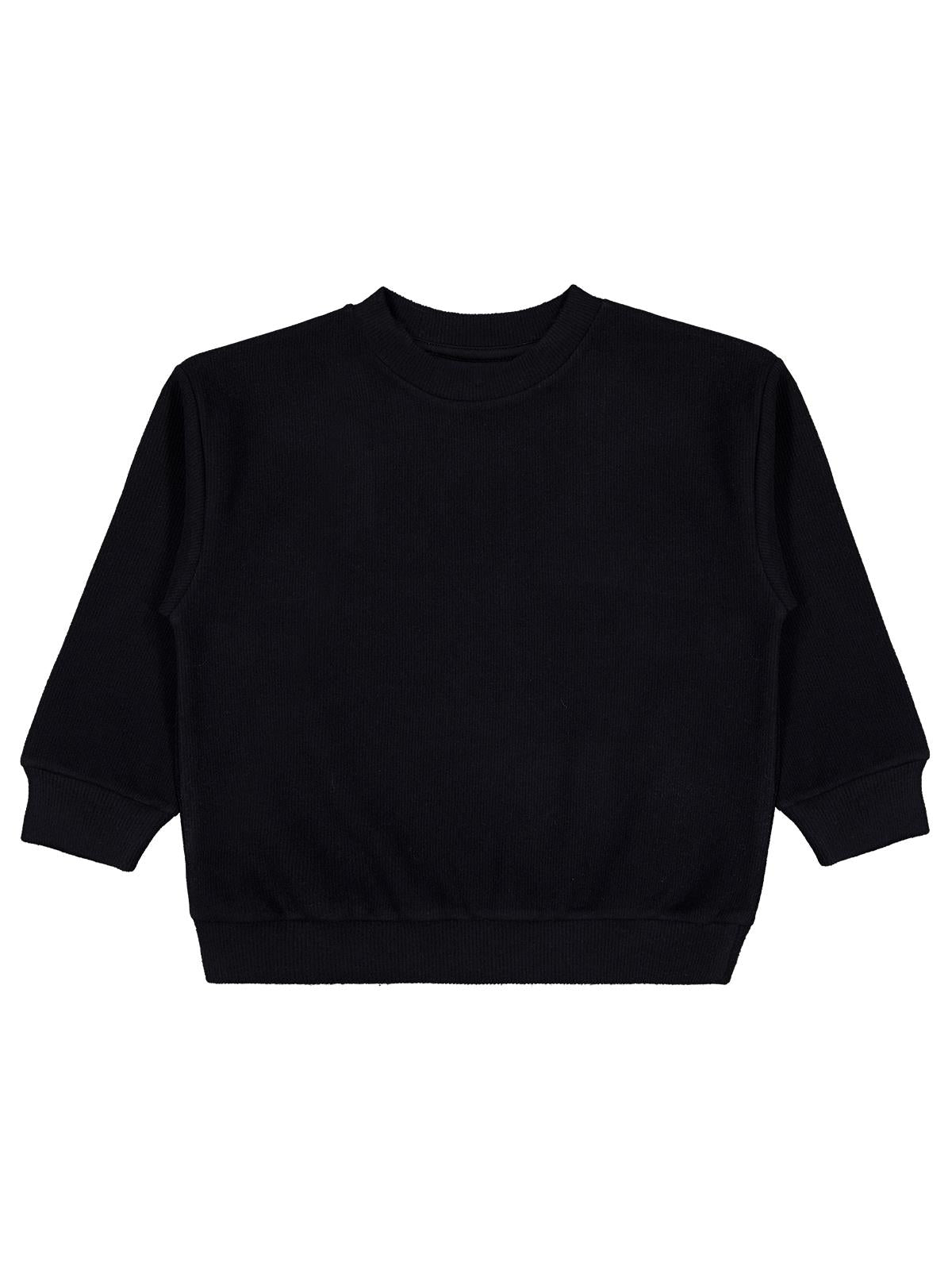 Civil Erkek Çocuk Basic Selanik Sweatshirt | Selanik Uzun Kol | Okul Kreş ve Günlük Kullanım - Siyah