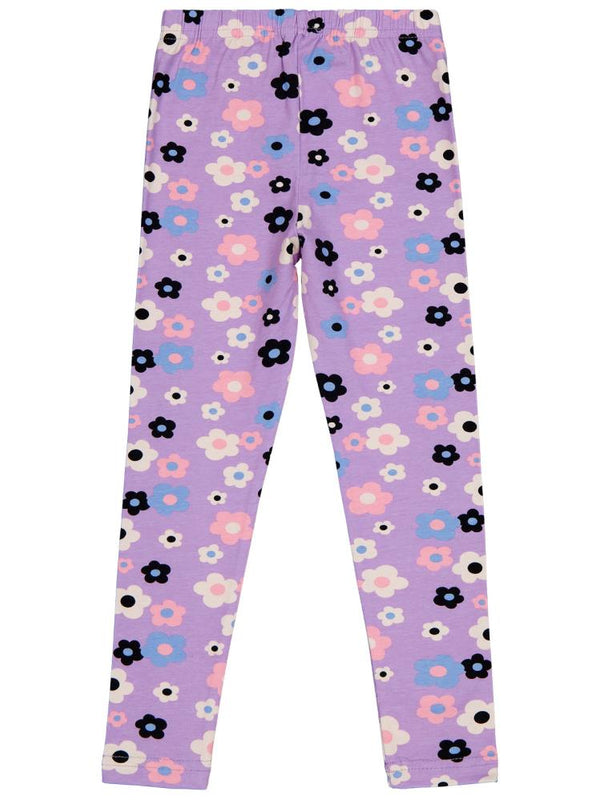 Civil Girls Büyük Çiçek Baskılı 6-9 Yaş Tayt - Lila