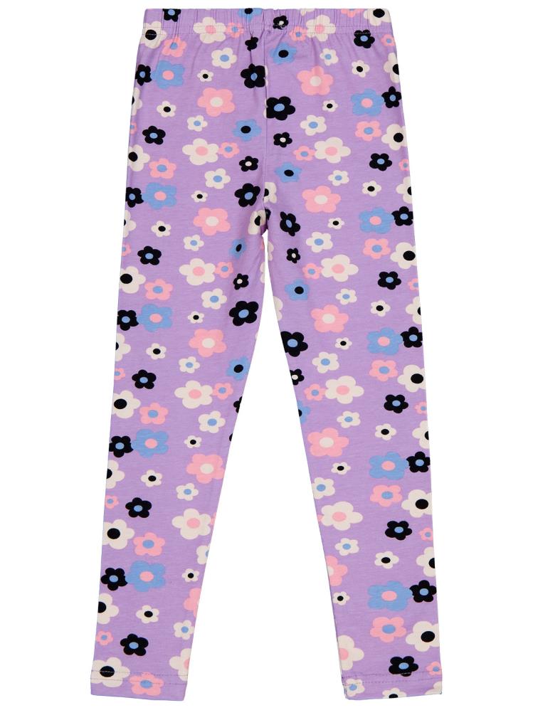 Civil Girls Büyük Çiçek Baskılı 6-9 Yaş Tayt - Lila