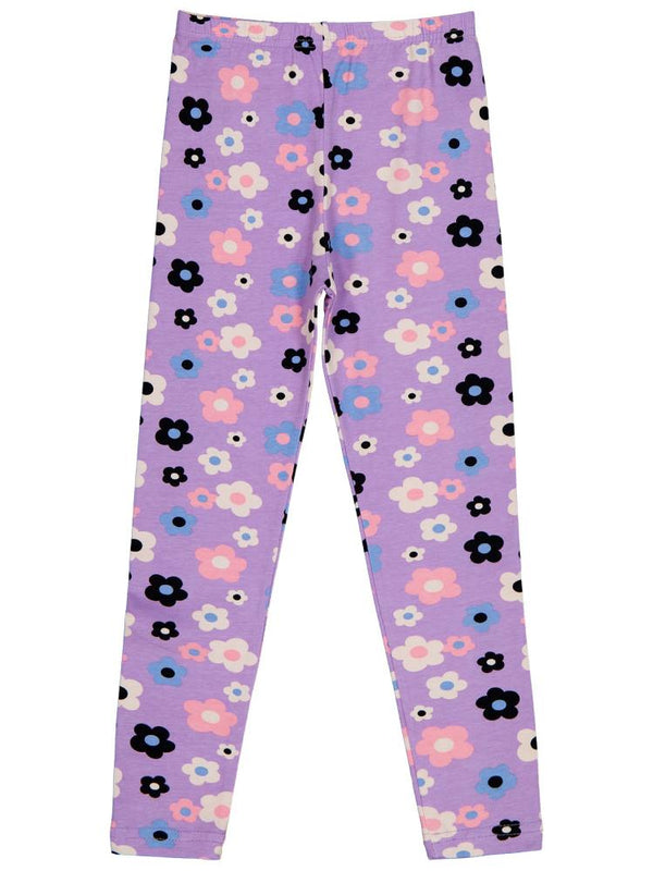 Civil Girls Büyük Çiçek Baskılı 6-9 Yaş Tayt - Lila