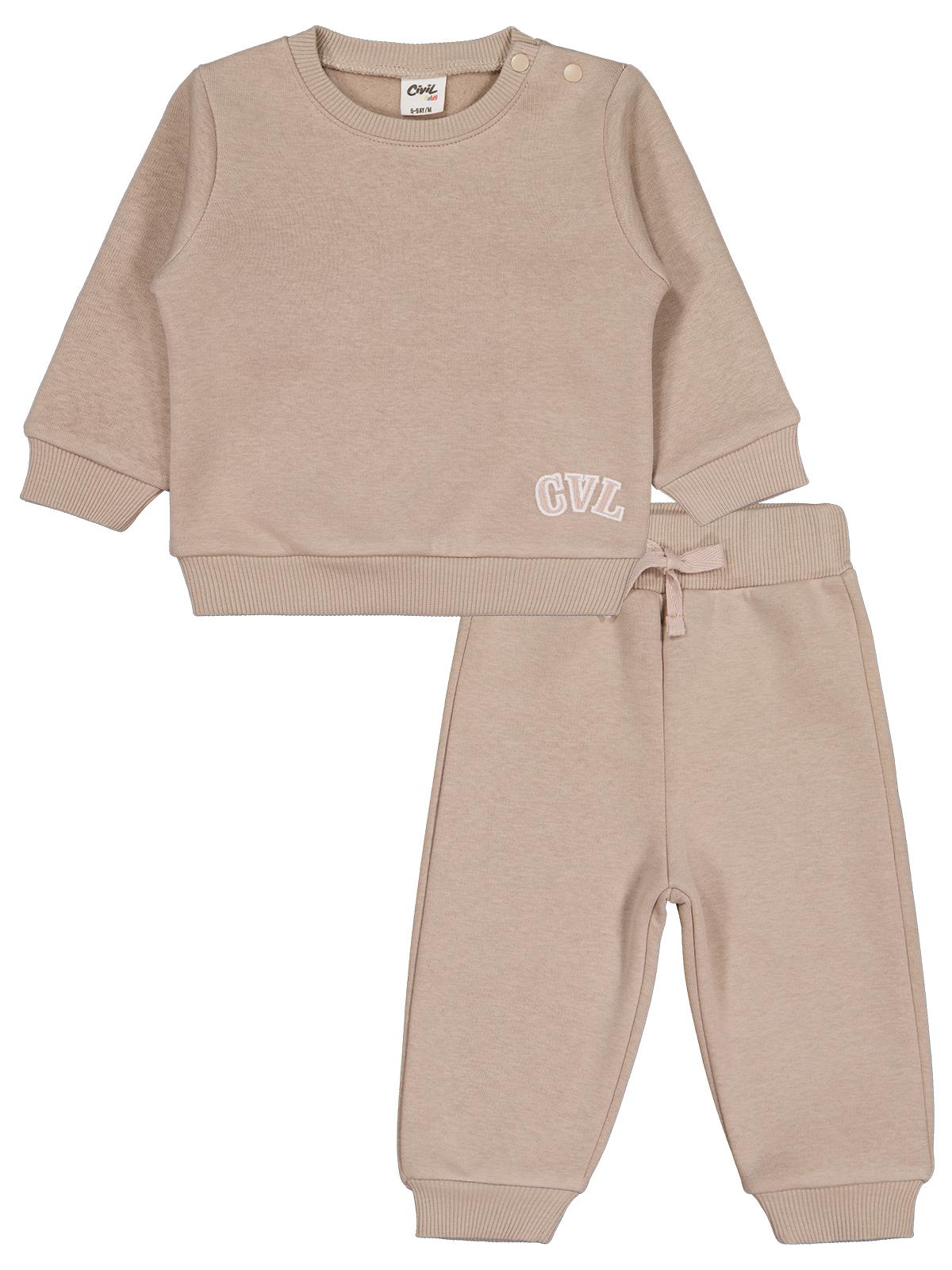 Civil Baby Cvl Nakışlı 6-18 Ay Takım - Bej