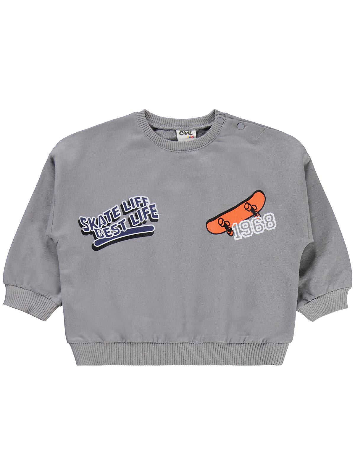 Civil Baby Baskılı 2'li 6-18 Ay Takım - Gri