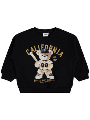 Civil Baby Teddy Bear Baskılı 6-18 Ay Sweatshirt - Siyah