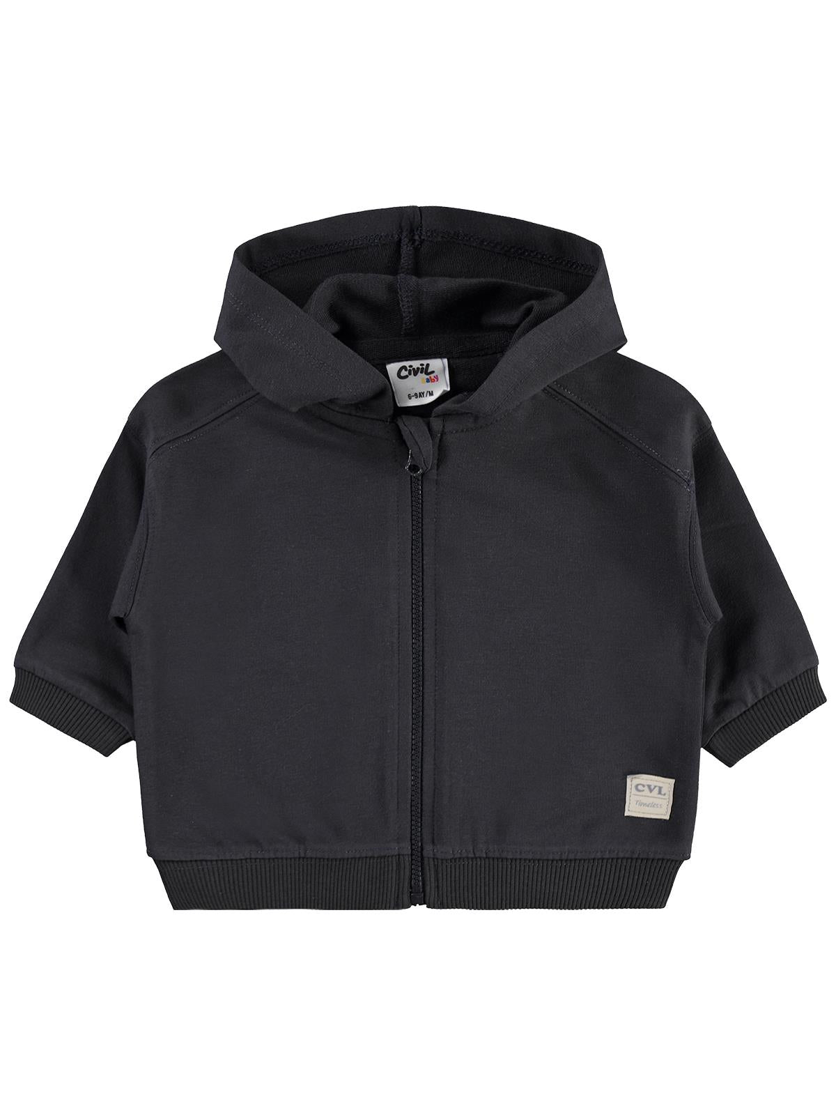 Civil Baby Civil Basic Timeless Kapüşonlu 6-18 Ay Hırka - Gri