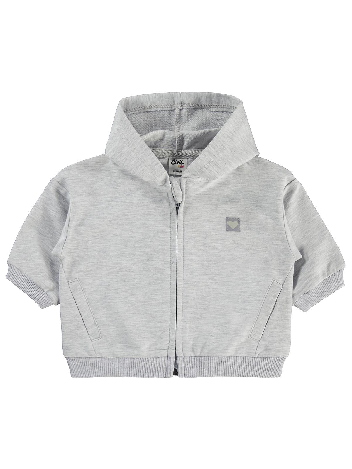 Civil Baby Civil Basic Kalp Etiketli Kapüşonlu 6-18 Ay Hırka - Ekru