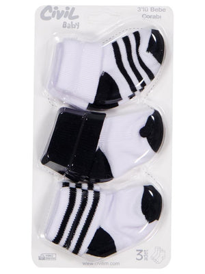 Civil Baby Siyah-Beyaz Asetat 0-24 Ay Çorap Setleri