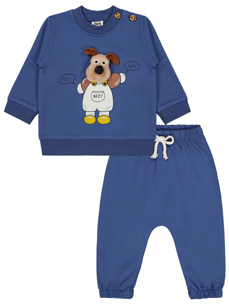 Civil Baby Köpek Kafalı 0-24 Ay Takım - Mavi